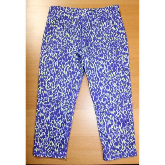 Girls Old Navy Active Go-Dry Cropped Capri Leggings XL 14 Purple Leopard Print - Picture 5 of 6